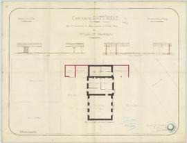 Plan pour la construction de préaux couverts à l'école mixte de Crangeat, vue 01.