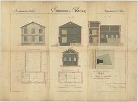 Plan pour le projet de construction de la mairie-école, vue 01.