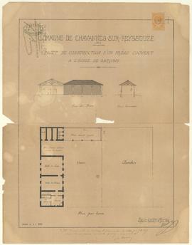 Plan pour la construction d’un préau couvert et de jeux à l'école des garçons, vue 01.