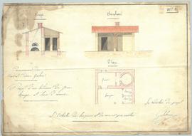 Plan pour la construction d'un four, hangar et lieux d’aisance, vue 01.