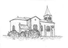 Dessin représentant l'église paroissiale, vue 01.