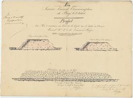 Plan pour la construction d’un perré sur le talus au bord de la Veyle sur le chemin vicinal ordin...