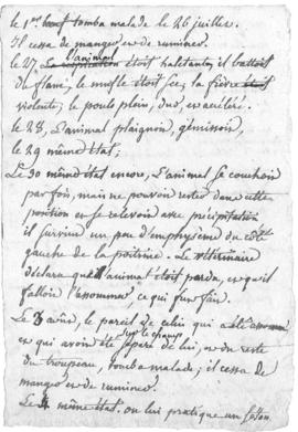 Descriptif des symptômes d'une épizootie touchant le bétail à cornes, vue 03.