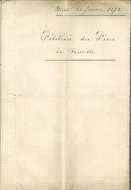 Pétition des pères de famille adressée à la municipalité relative à l'ouverture d'une classe d'as...