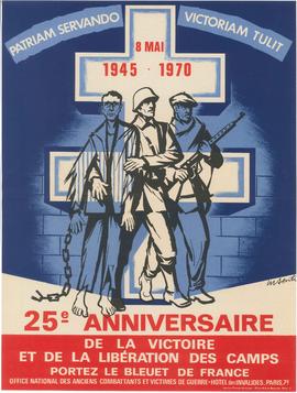 Affiche « 25e anniversaire de la victoire et de la libération des camps ».