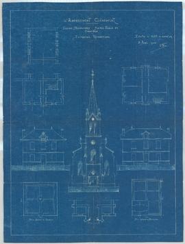 Plan pour des réparations consistant en la restauration du clocher, presbytère, cimetière et de l...