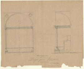 Croquis de l'oratoire pour la construction de l'église, vue 01.