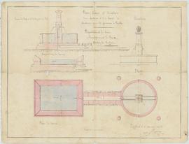 Plan pour la construction de la fontaine publique du village, vue 01.