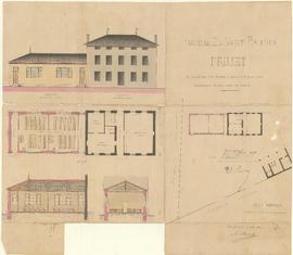 Plan pour la construction d’un bâtiment annexe à la mairie pour l’établissement de deux salles de...