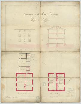 Plan pour la reconstruction du presbytère, vue 01.