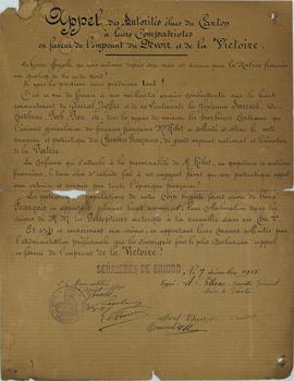 Serrières-de-Briord 4H1 - Guerre de 1914-1918 : appel des autorités élues du canton à leurs compa...