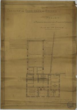 Serrières-de-Briord 4M1 - Ecole de garçons, agransissement : plan du premier étage, 1921