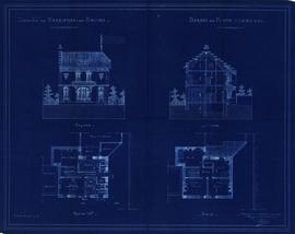 Serrières-de-Briord - 1M2 Bureau de poste: plan de coupe et façades, 1907