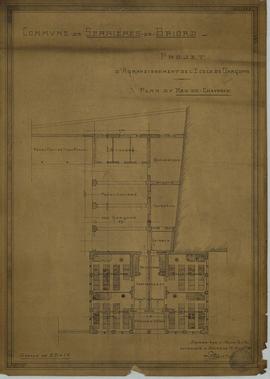 Serrières-de-Briord 4M1 - Ecole de garçons, agrandissement: plan du rez-de-chaussé, 15 juillet 1921