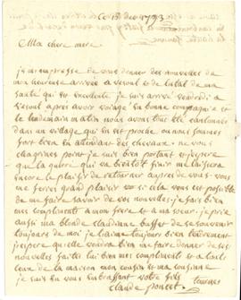 Lettre de Claude Poncet à sa mère, vue 01.