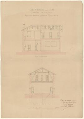 Plan de la construction d'une école mixte avec mairie, vue 02.