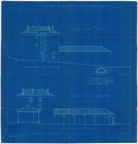 Plan des façades latérales du groupe scolaire.