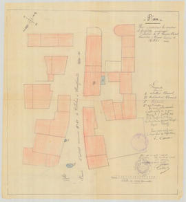 Plan des maisons et propriétés avoisinant l’abattoir de Claudius Bascol, charcutier à Bouis.
