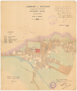 Plan des abords de la boucherie Falcoz à Villebois.